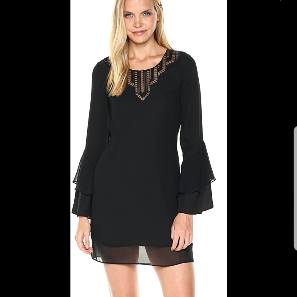 Laundry by Shelli Segal Fairy Goth Occassion black mixed media dress size 4